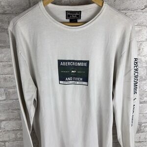 VINTAGE Abercrombie & Fitch‎ Shirt Mens L White Faded Distressed Y2K Grunge USA